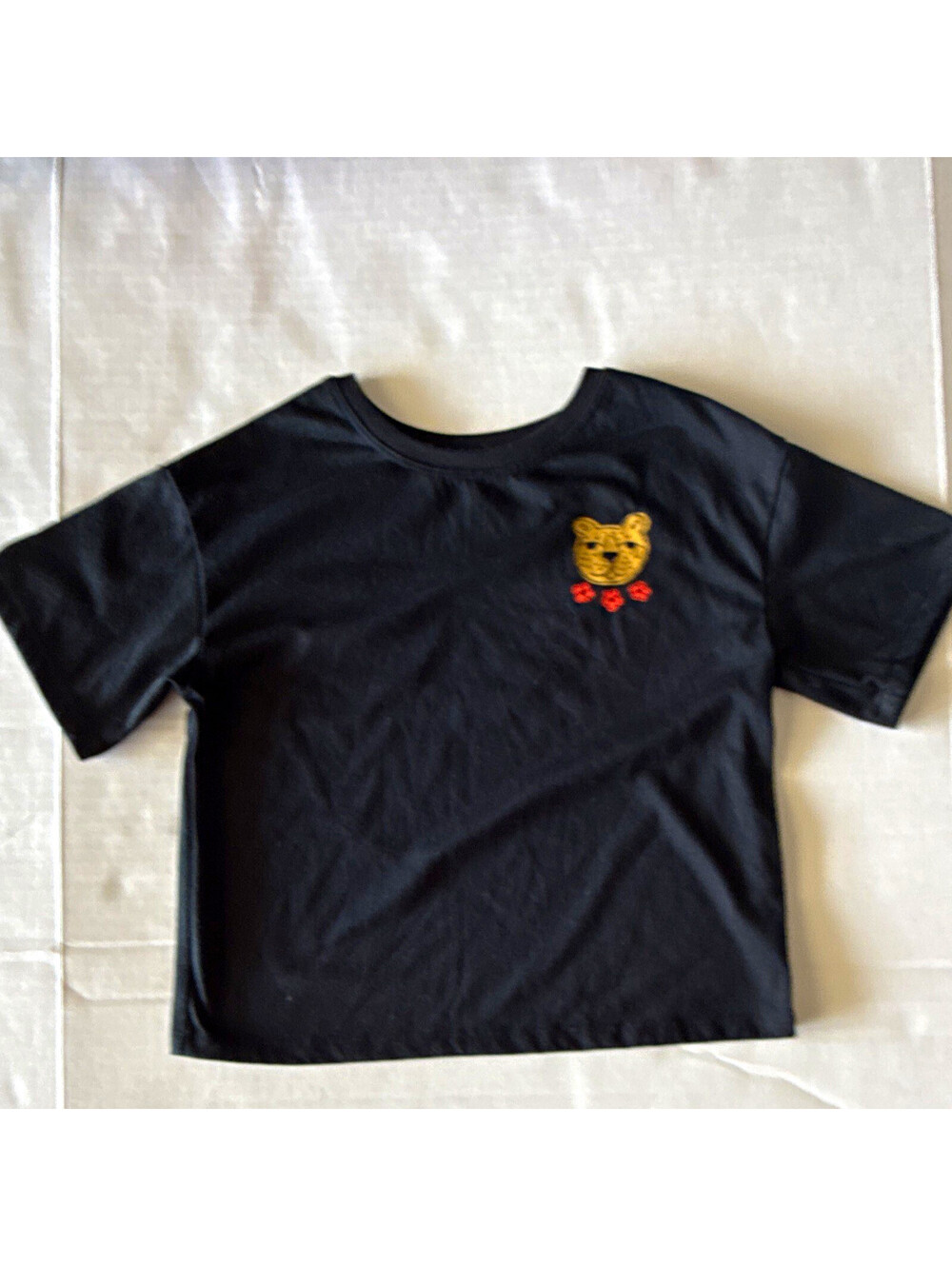 Cat & Jack Boys Black Sleepwear Tee Flame Resistant Embroidered Leopard 10